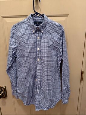 Ralph Lauren Blue & White Gingham Button-Down Shirt